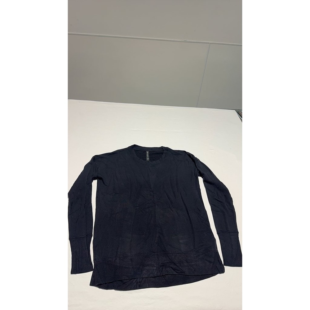Athleta Womens Navy Long Sleeve Sweater Cotton Casual Knit Top Size ST